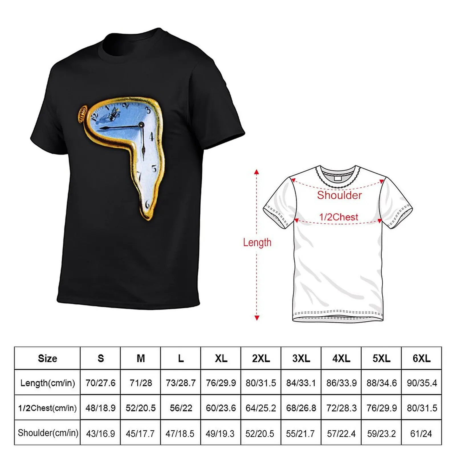 Melting Clock T-Shirt tops shirts graphic tees Blouse graphic tee shirt mens plain t shirts