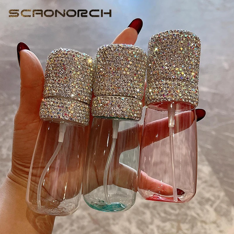 60ml Perfume Spray Bottle Bling Diamond Transparent Refillable Sprayer Empty Bottle Atomizer Portable Travel Cosmetic Container