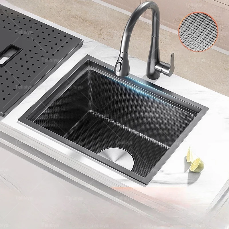 Hidden Bar Small Sink Stainless Steel Kitchen Sinks Embossed Single Slot with Lid Balcony Garden Touring Car Washing Basin