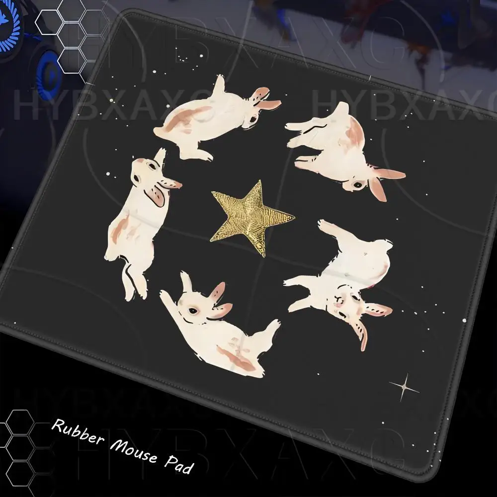 1PC Cute Bunny Starry Night Mouse Pad Multiple Sizes Large Square Computer Office Game Table Mat Rabbit Aesthetic Rubber Deskmat