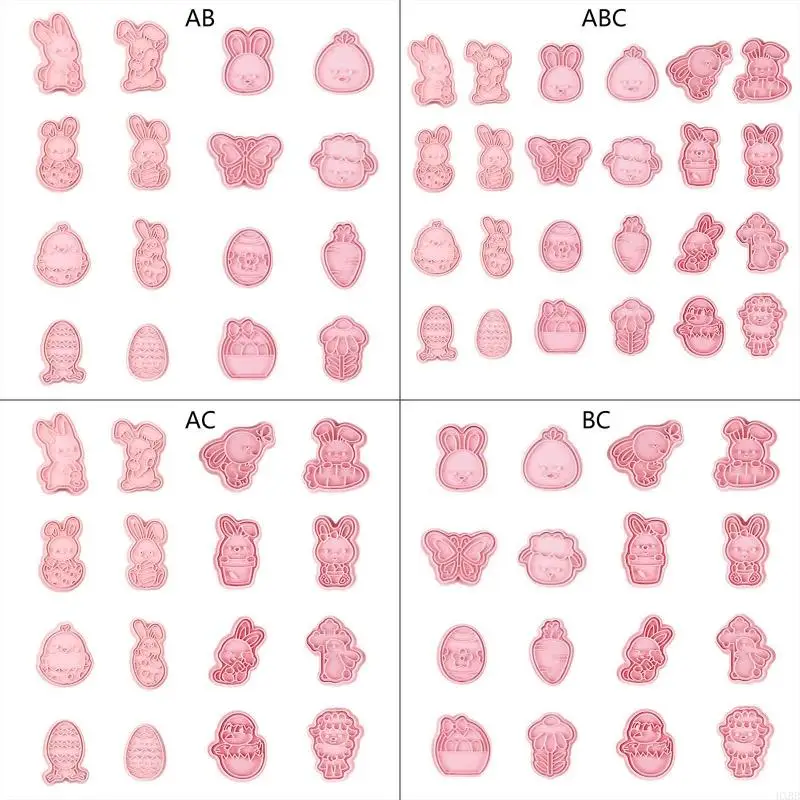 2025 New 16/24 Pack Easter Theme Pattern Cookie Moulds Cookie Cutter Biscuit Molds Plastic Cookie Stamp Perfect Gift for
