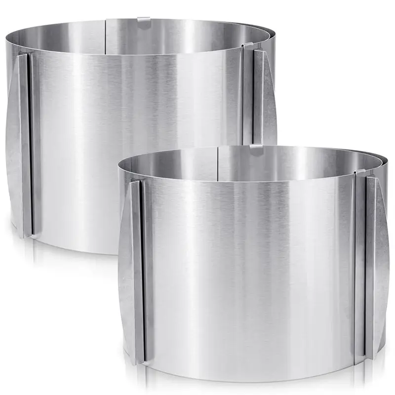 

Форма для торта A56P-2, 2 шт., высота 15 см, регулируемый диаметр от 6 до 12 дюймов, для выпечки муссов и десертов