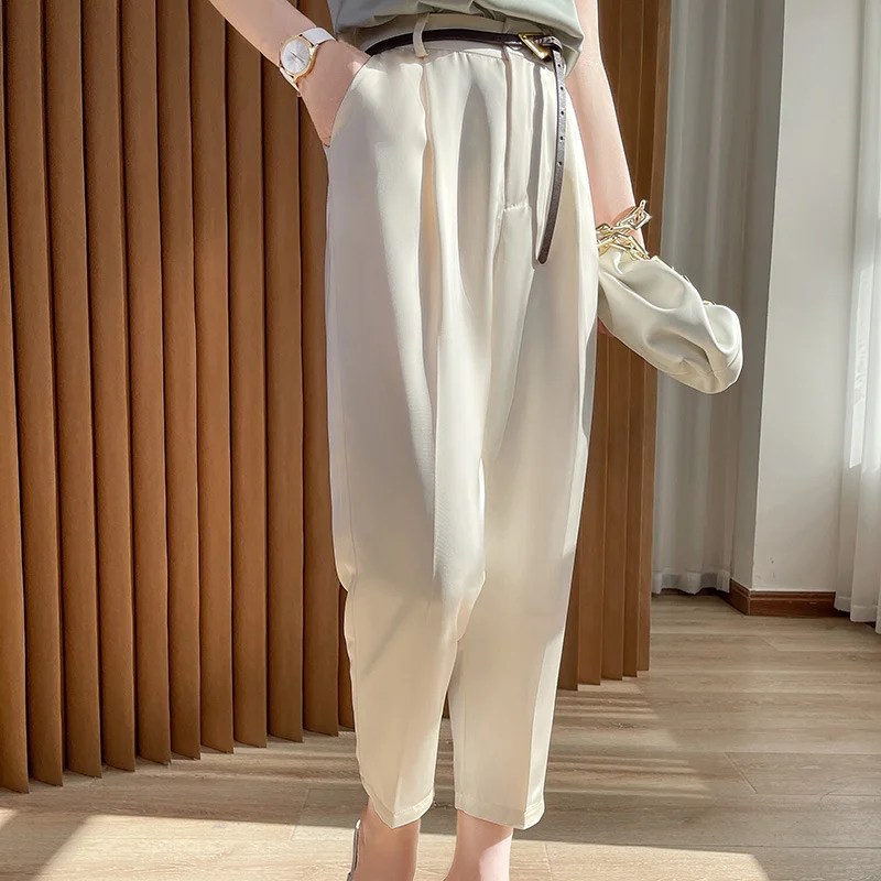 

Women Suit Pants Spring Autumn Black Autumn Cropped Tailored Trousers Casual Cigarette Bottoms Champagne Clothing Office Lady