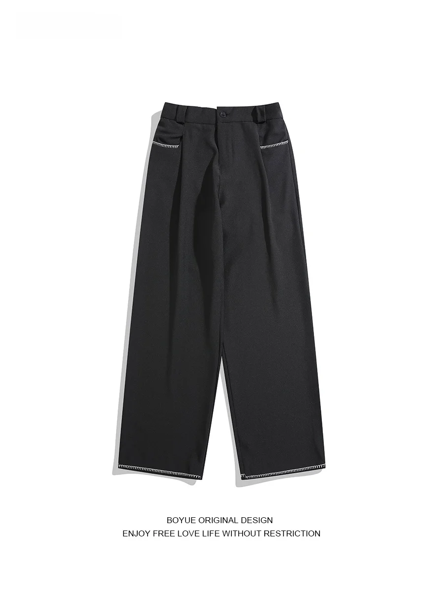 

Мужские повседневные брюки Boyue, винтажные свободные плиссированные драпированные прямые брюки на осень, модные молодежные брюки