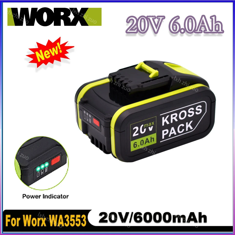 

Original For Worx 20V 6.0Ah Battery Li-ion Battery WA3553 WA3551 WX176 WA3572 WA3553 WX390 WA3551 WX178 WU268 Drill Battery