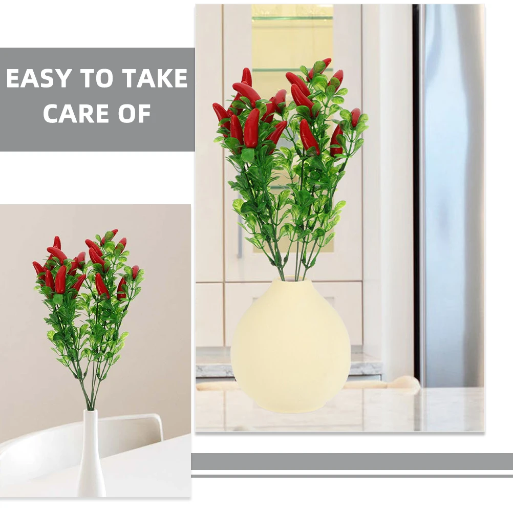 

6 Pcs Artificial Chili Bunches Lifelike Fake Pepper Stems Decorative Bouquet Plastic Vegetable Branches Fruit Arrangement