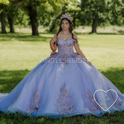 Angelsbridep Luxury Purple With Bow Appliques Ball Gown 15 Year Old Quinceanera Dresses 2025 Vestidos De Xv Años Lace Up