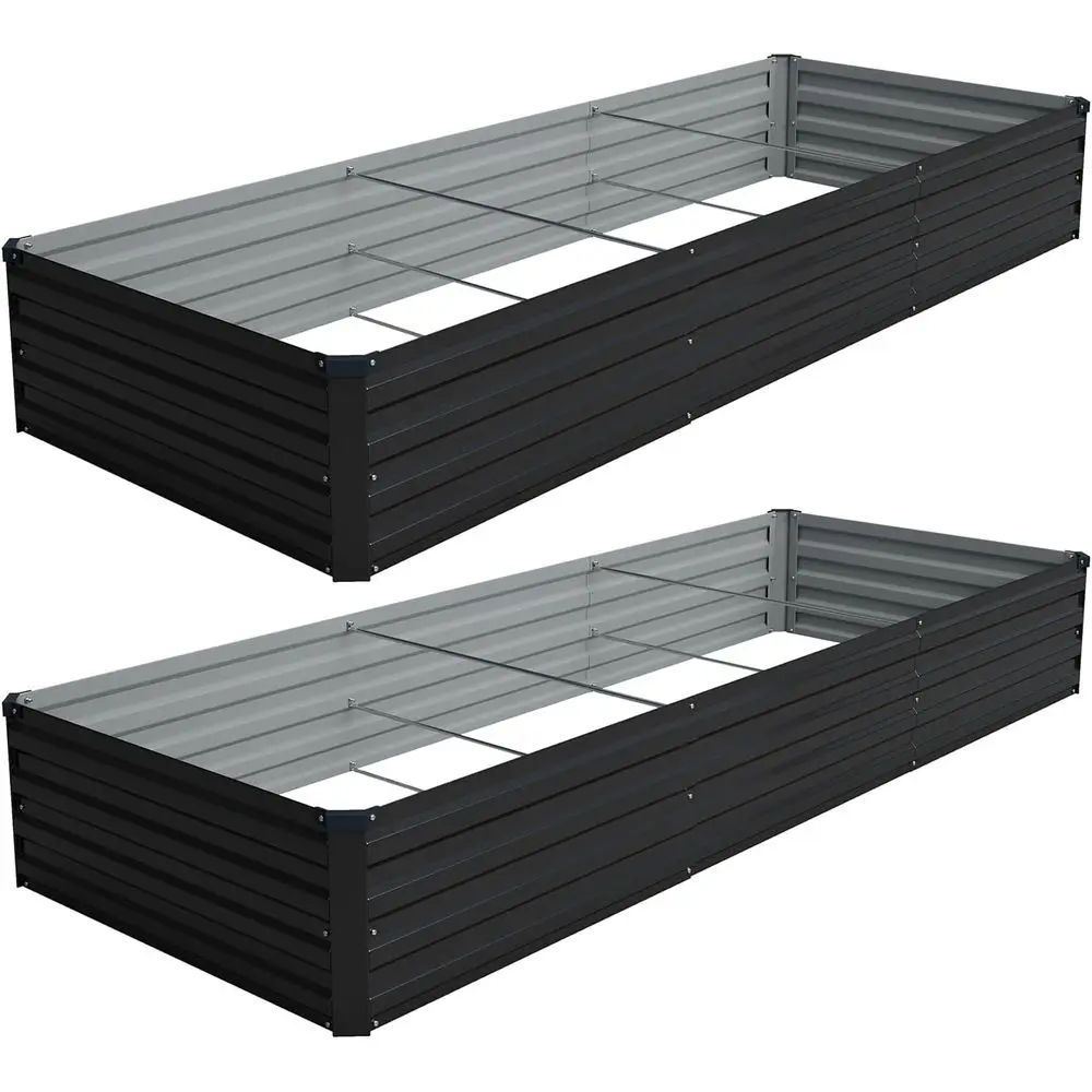 

Комплект для приподнятой грядки - оцинкованный металлический контейнер 10x3x1T для выращивания овощей на открытом воздухе, простая сборка, черный