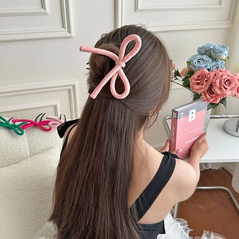 U-shaped Hairpin Meatball Head Pan Hair Hairpin Bow Hair Clips Simple Chinese Hairpin Modern Style Temperament Hairpin