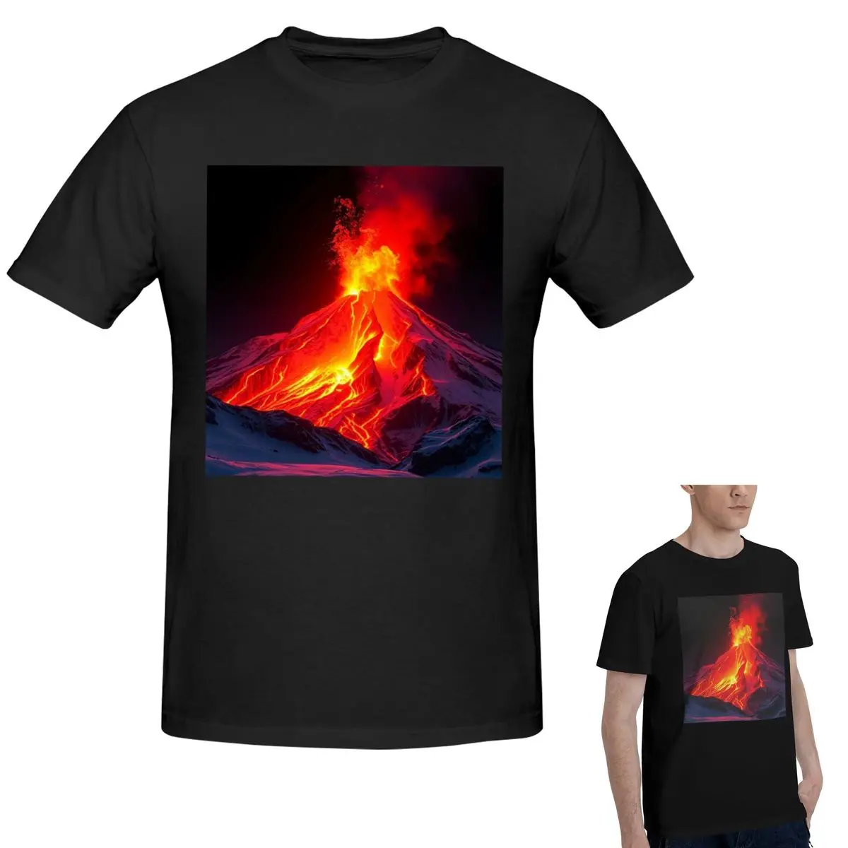 

100% Cotton Volcano In The Snow T-Shirt Men's Classic Oversized T Shirt Men O-Neck Summer Shirts Tops S-6XL