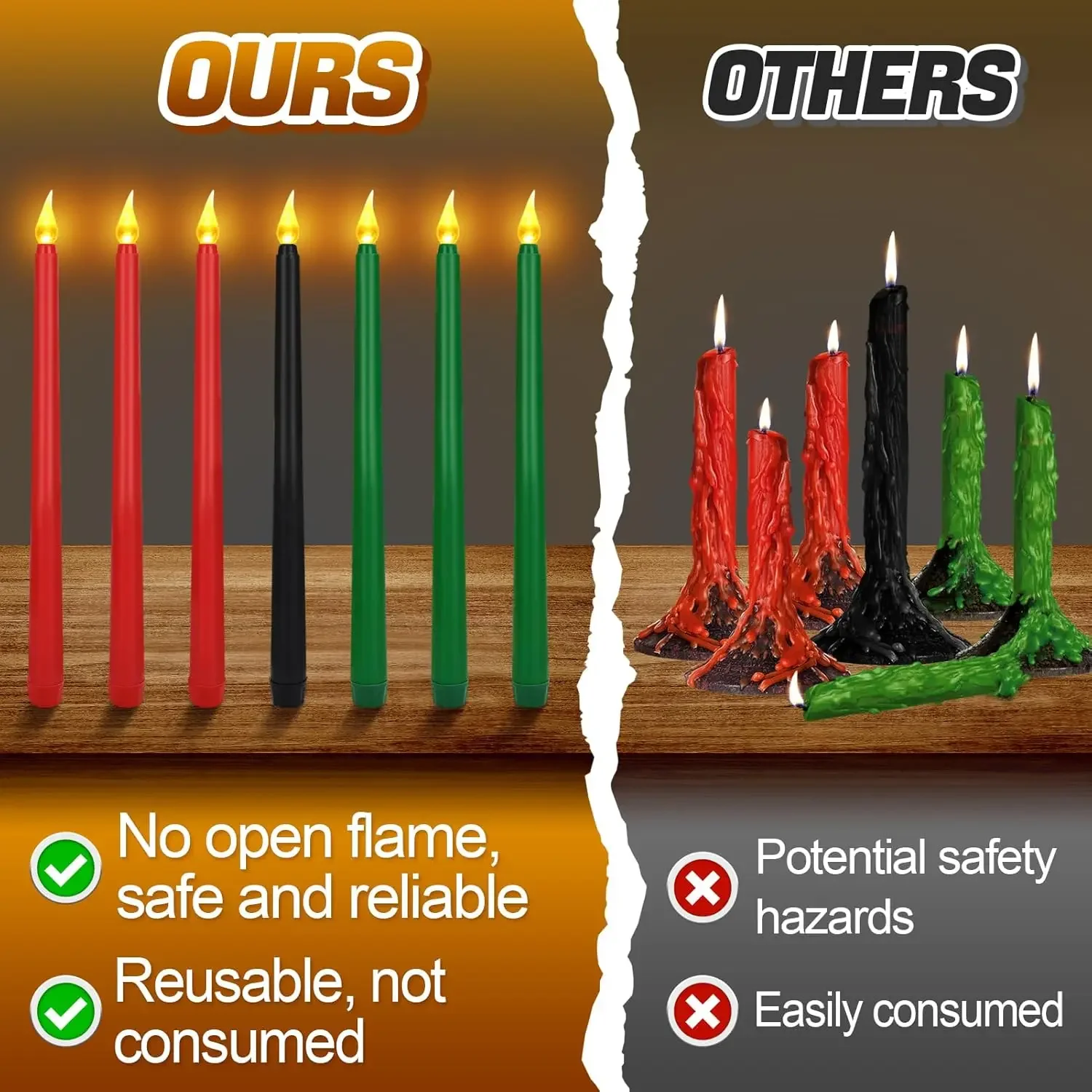 LED عديمة اللهب تفتق الشموع بطارية تعمل واقعية الخفقان التحكم عن بعد عشاء حفل زفاف الديكور الشموع الطويلة