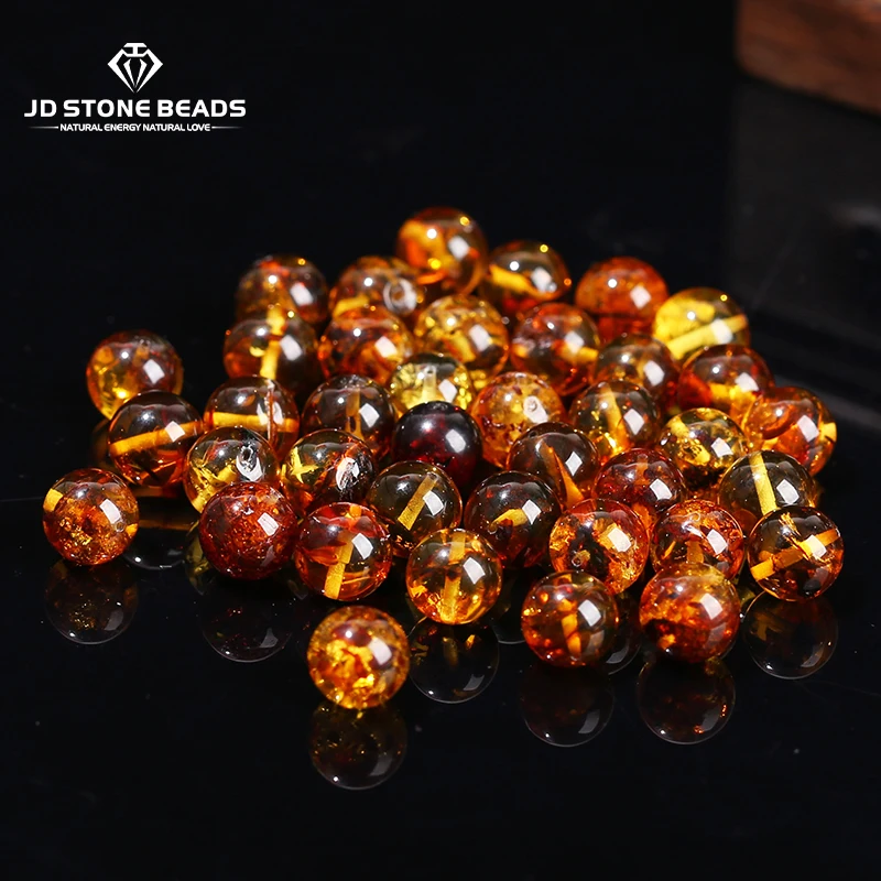 1 Pc Natural Stone Flower Amber Beads Round Loose Spacer Bead For Jewelry Making Diy Necklace Bracelet Accessory Wholesale