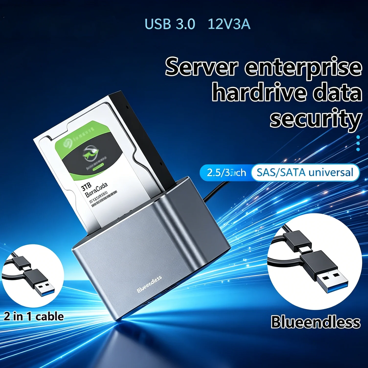 

SATA to USB 3.0 HDD Docking Station, 2.5/3.5 Inch SAS/SATA Hard Disk External Case, HDD Caddy, SATA HDD Case, HDD Box