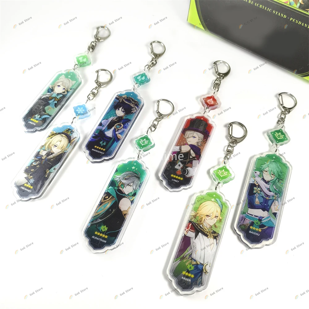 Anime Game Key Chains Zhongli Arlecchino  Navia Wriothesley Furina Neuvillett Cute Cartoon Figure Accessories Pendant Keyring