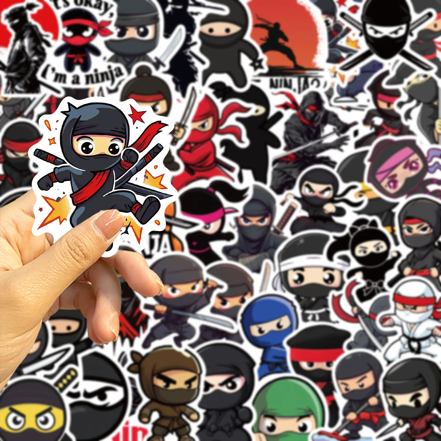 10/50PCS Cute Ninja Stickers Cartoon Waterproof Decals for Laptop Helmet Wardrobe Skateboard Fridge Phone Gift for Kids Birthday