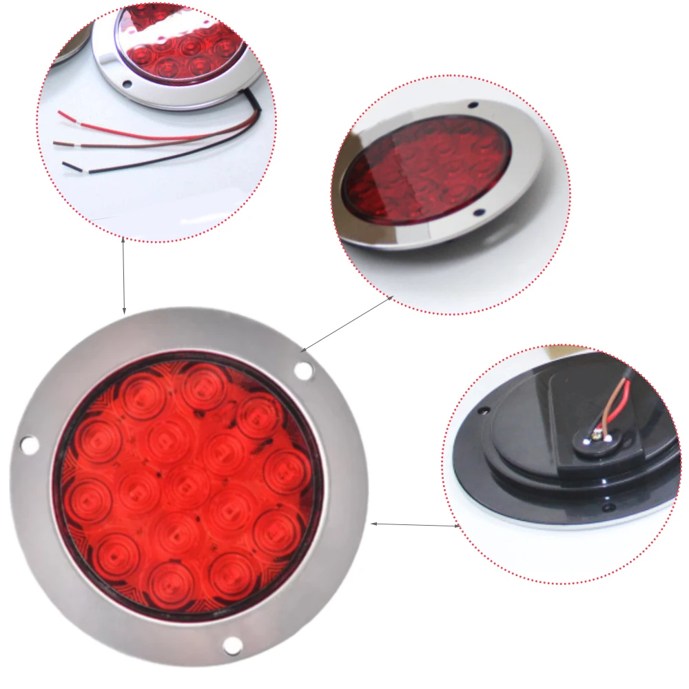 10-30V 16 LED Tail Brake Light Round Warning Tail Light Turn Signal Indicator Lamp For Car Truck Trailer Tractor