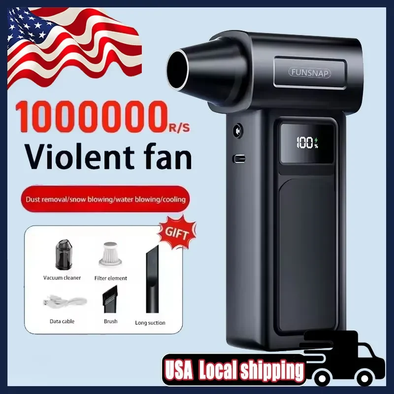 

Турбоструйный вентилятор 1000000 об/мин, электрический мощный воздуходувка, портативный пылеочиститель, зарядка через USB, 65 м/с, бесщеточный струйный вентилятор