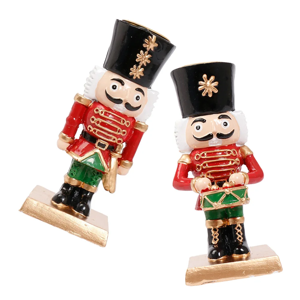 2Pcs Christmas Nutcracker Holder Rustic Resin Xmas Dining Table Centerpiece Fireplace Decor Holders for Christmas