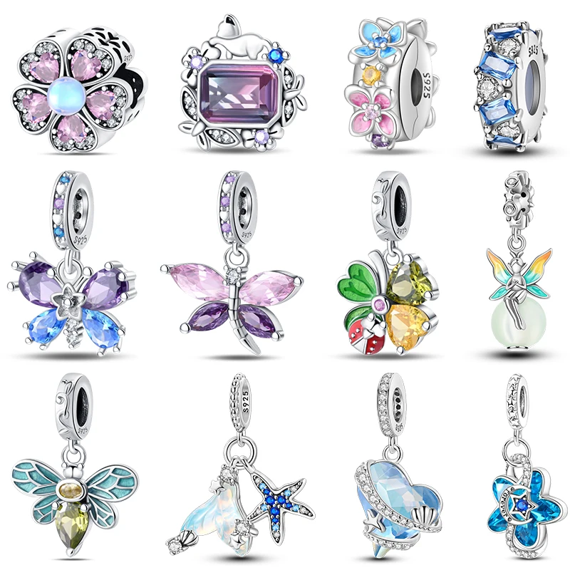 Gem Series 925 Silber Schmetterling Elf Bienen Seestern Charms Perlen passen 3 mm 925 Original Armbänder feinen DIY kleinen frischen Schmuck