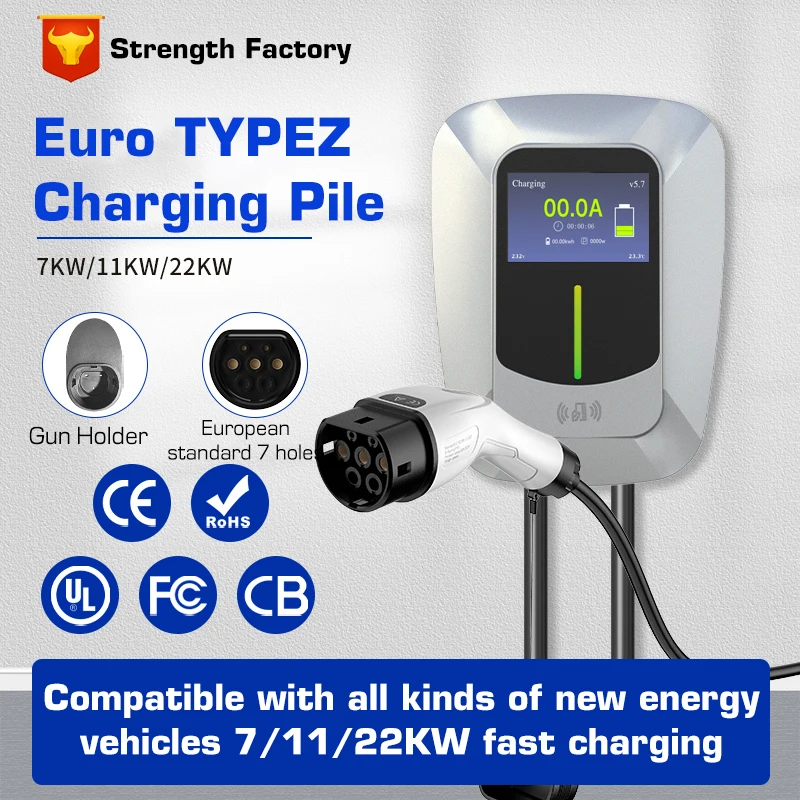 

EV зарядная станция Тип 2 32A EV зарядное устройство EVSE Wallbox 22 кВт 3 фазы IEC62196 J1772 GBT зарядные устройства для электромобилей