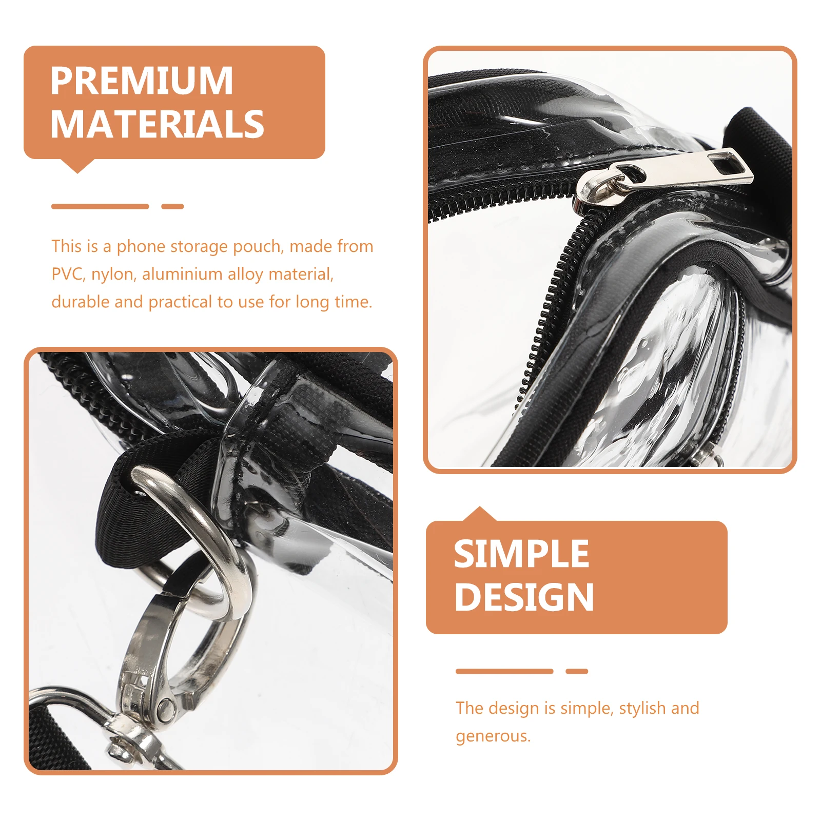 

PVC Transparent Crossbody Phone Bag Zipper Design Small Purse for Women Travel Concert Festival Stadium Approved Cell Phone