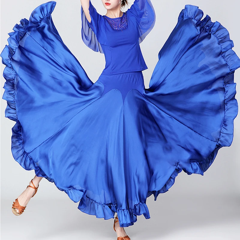 Vrouwen Buikdansen Rok Zigeuner Spaanse Flamenco Rok 540 Graden Grote Swing Jurk Moderne Dans Ballroom Wals Stage Performance