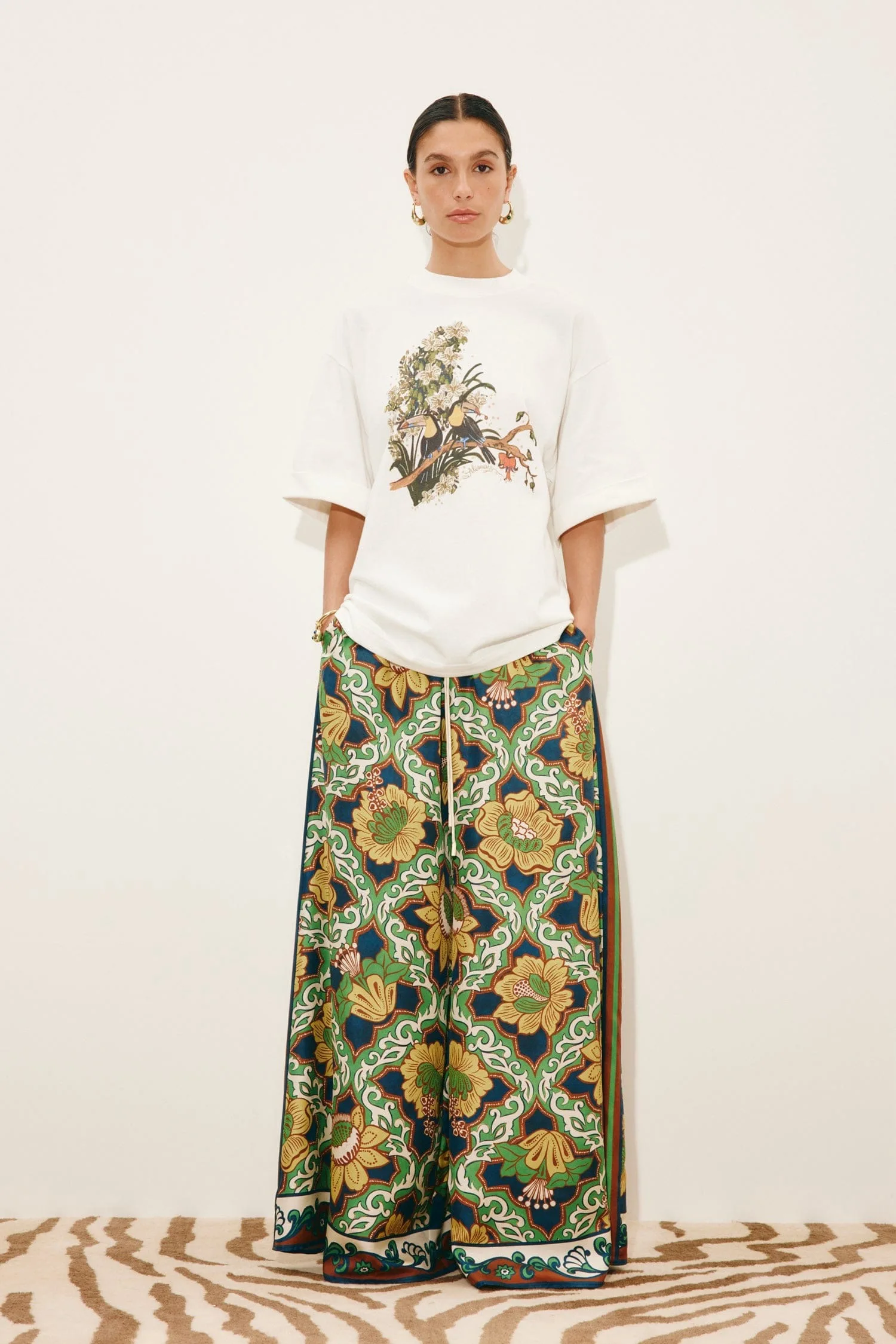 Organic Cotton Jungle Print T-Shirt Women's Casual Summer Top Holiday Versatile Short Sleeve Comfortable Fit Fashion Trend