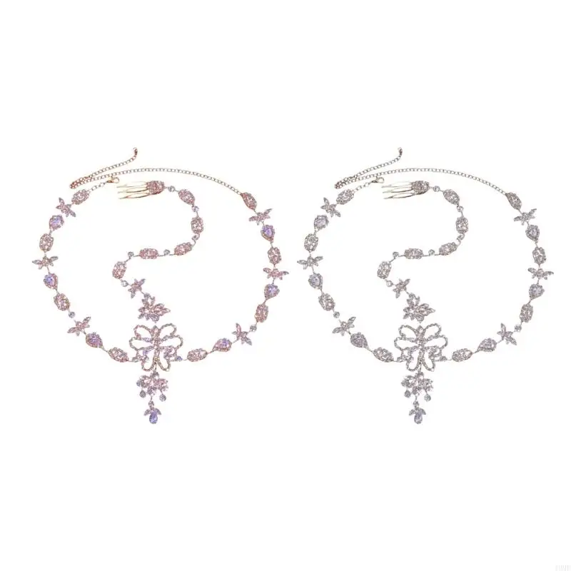 

49MF Luxurious Rhinestones Forehead Chain Hairpieces Decoration for Fashion Women