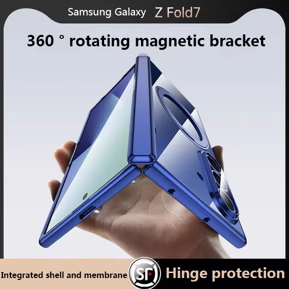 

360 ° Вращающийся чехол для Samsung Galaxy Z Fold 7 5G ZFold7, гальванический прозрачный шарнир, защитный чехол с закаленным стеклом