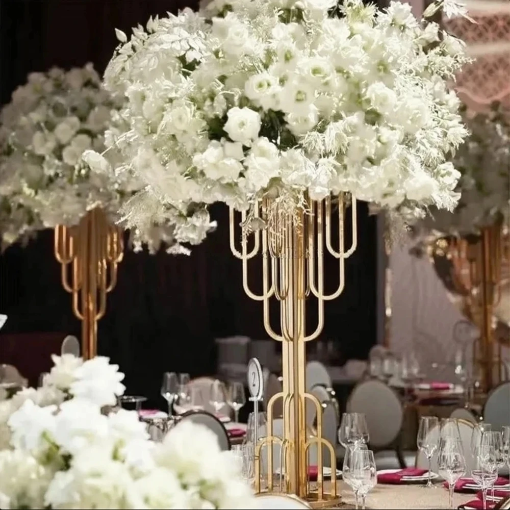 

6pcs 100cm Wedding Centerpiece Gold sliver Metal Flower Stand Wedding sliver Floral Arrangement Table Decor Home Party Decor