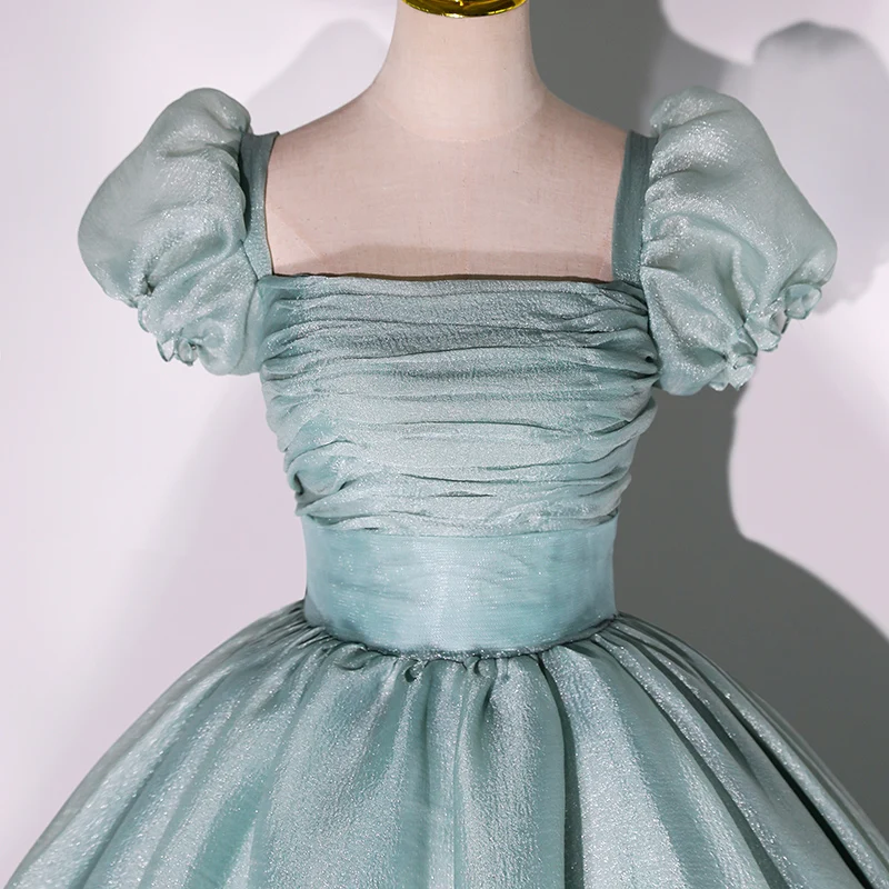 Robes de Quinceanera élégantes classiques, robe à plis au sol à manches courtes, boule de couleur mono, tout ce qui est simple, vintage, nouveau