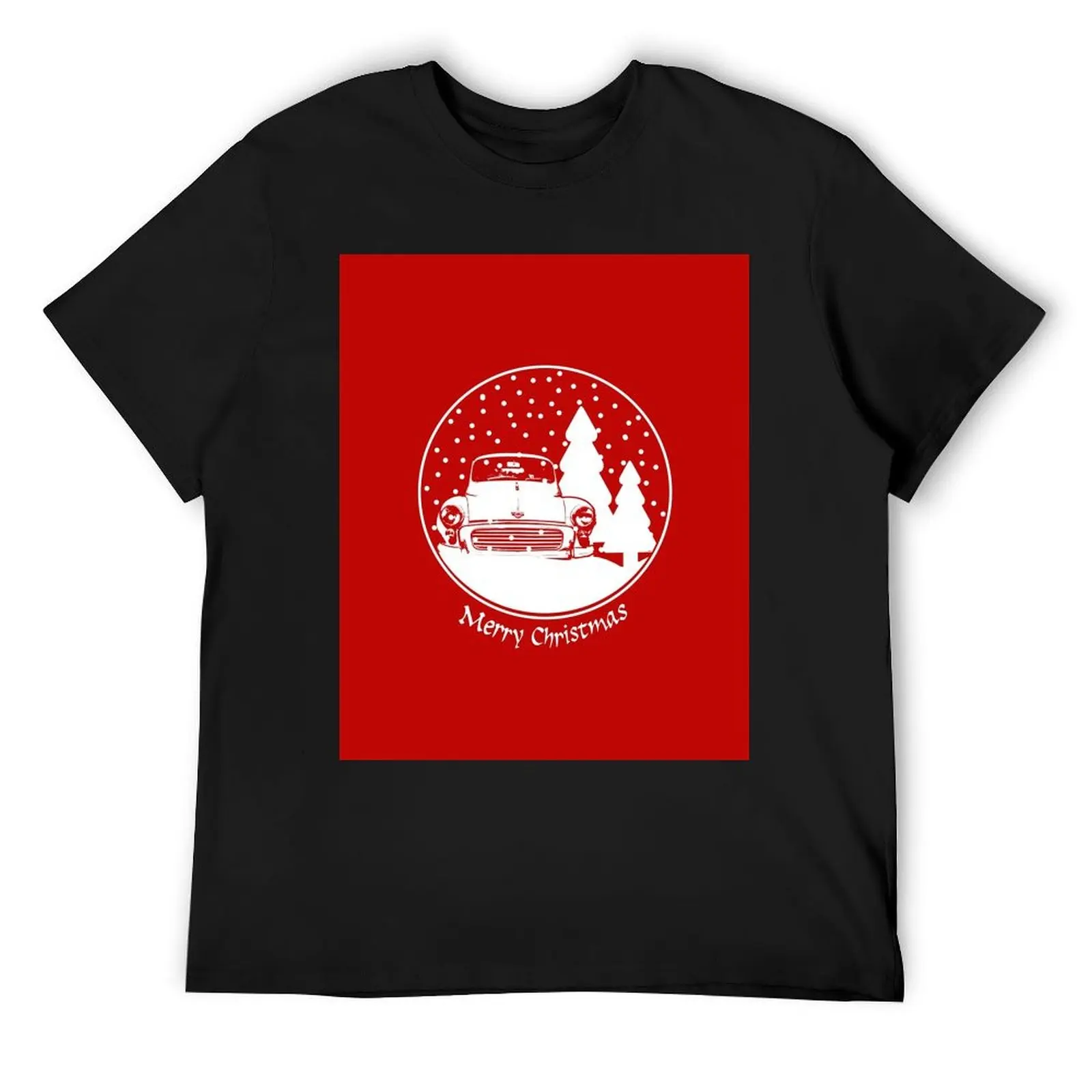 

Morris Minor vintage British classic car Christmas snow globe T-Shirt valentines clothes vintage graphic tee mens workout shirts