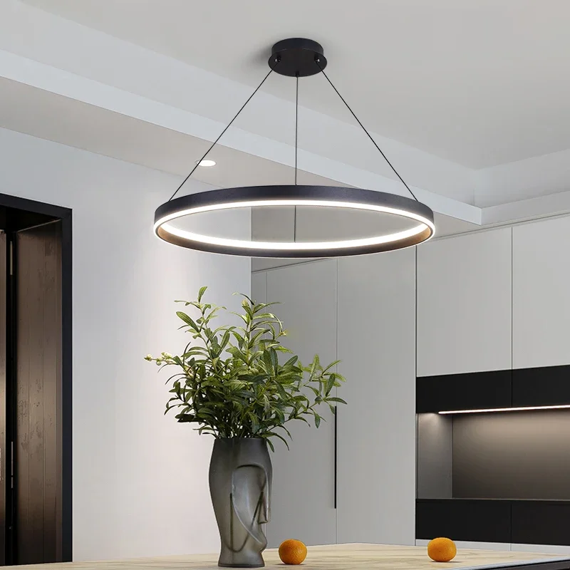 Modern White LED Chandelier for Living Room Bedroom Dining Room Kitchen Ring Ceiling Chandelier Lighting Home Decoration Light