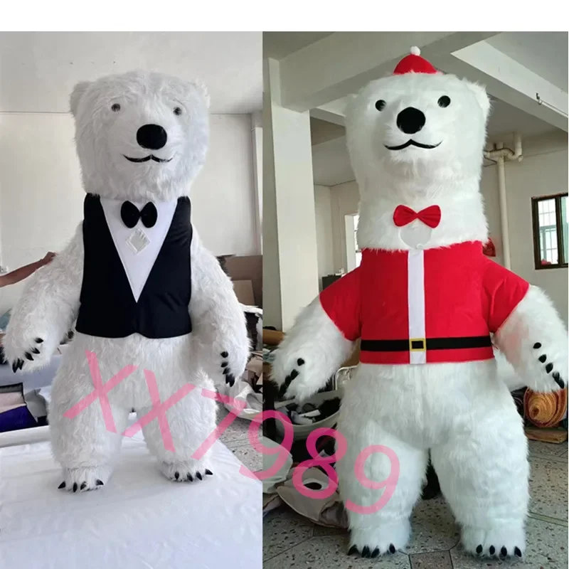 Christmas Outdoor Party Inflatable Giant Polar Bear Costume Christmas Mascot Inflatable Stuffed Animal Gift White Bear Costume