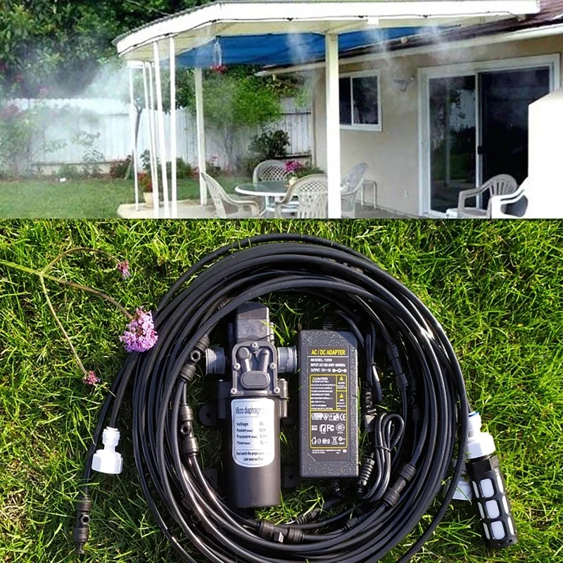 

18M Garden Water Mist Atomizer Electric Sprayer Misting Cooling System Garden Nebulizers Water Fog Plant Mister Nozzles