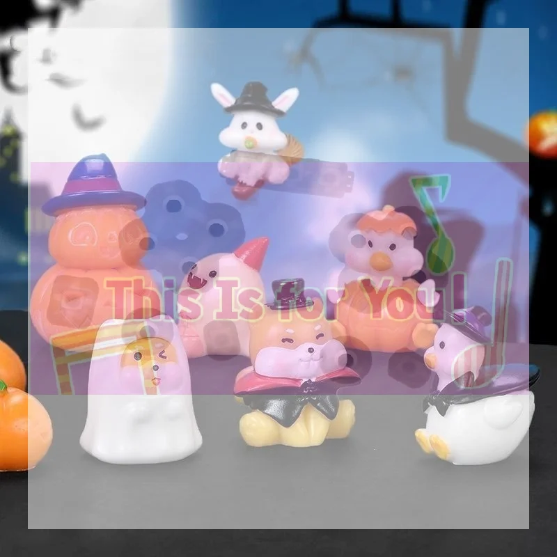 Halloween Mini Resin Figurines Adorable Cartoon Design Bright Colors For Outdoor Ornament Spooky Holiday Party Decoration Craft