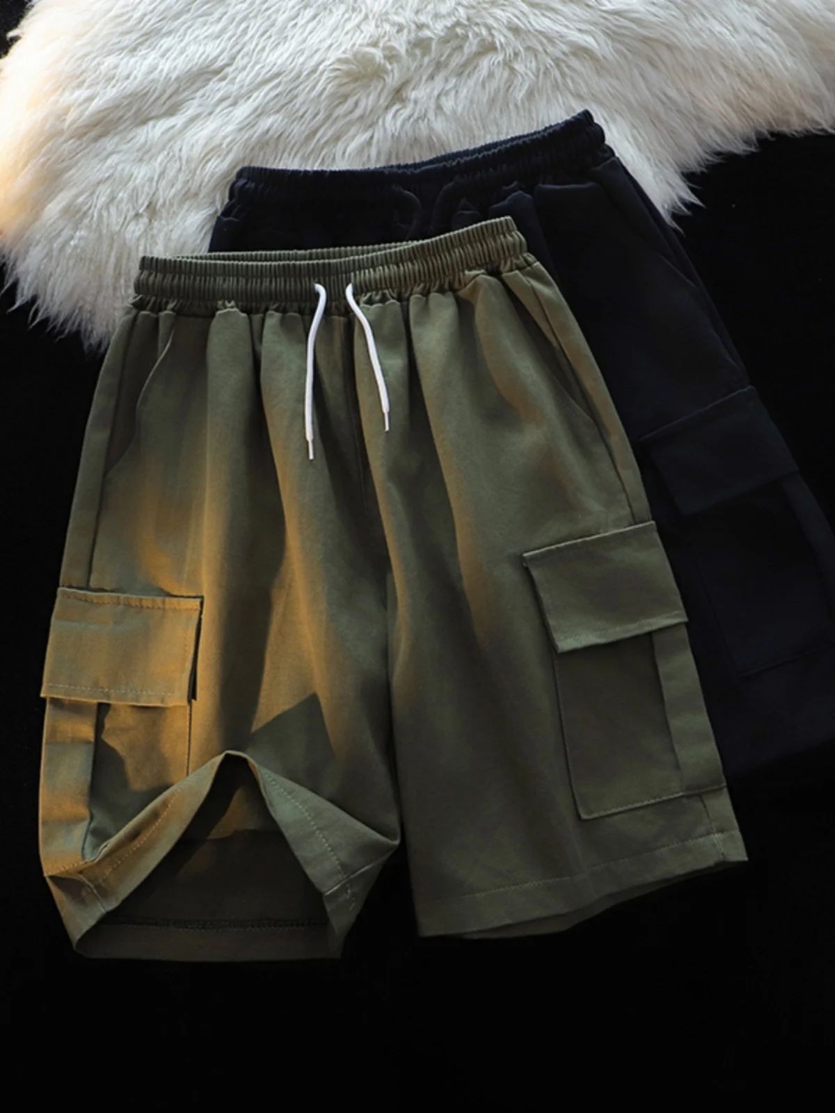 

Летние тонкие рабочие шорты для мужчин, прямого кроя, больших размеров, в стиле High Street, ретро, для подростков, повседневные, молодежные, длиной до колена