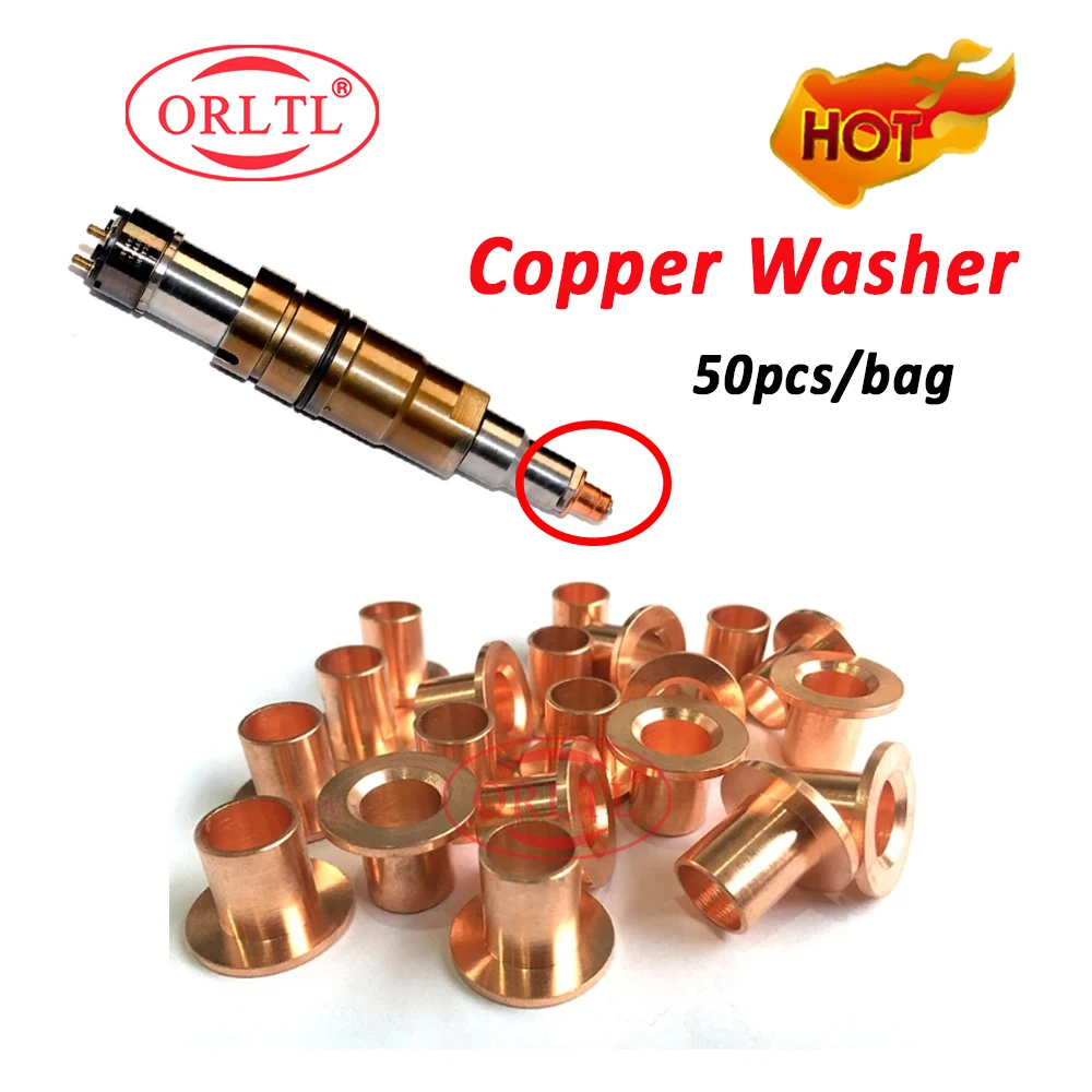 50PCS ORLTL Diesel Injector Nozzle Copper Washer Fuel 1881565 1933612 Heat Shield Rings For 574232 1874424 574423 1874425 575176