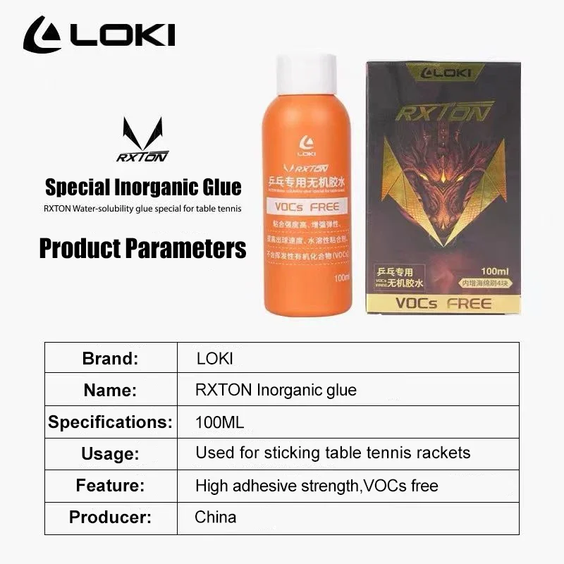 LOKI RXTON Water-soluble Inorganic Glue Table Tennis Racket 100ml Professional Ping Pong Rubber Sponge Adhesive Glue V.O.Cs Free