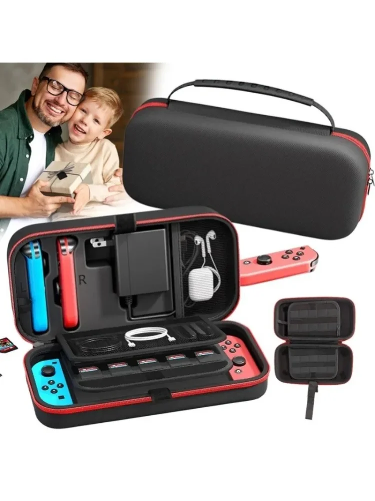 Switch-Tragetasche Kompatibel mit Nintendo & OLED, Tragbare Switch-Reisetasche Passend für Joy-Con und Adapter, Hartschalen-Schutztasche für OLED mit Platz für 20 Spiele, Rot für NDS-Hüllen &