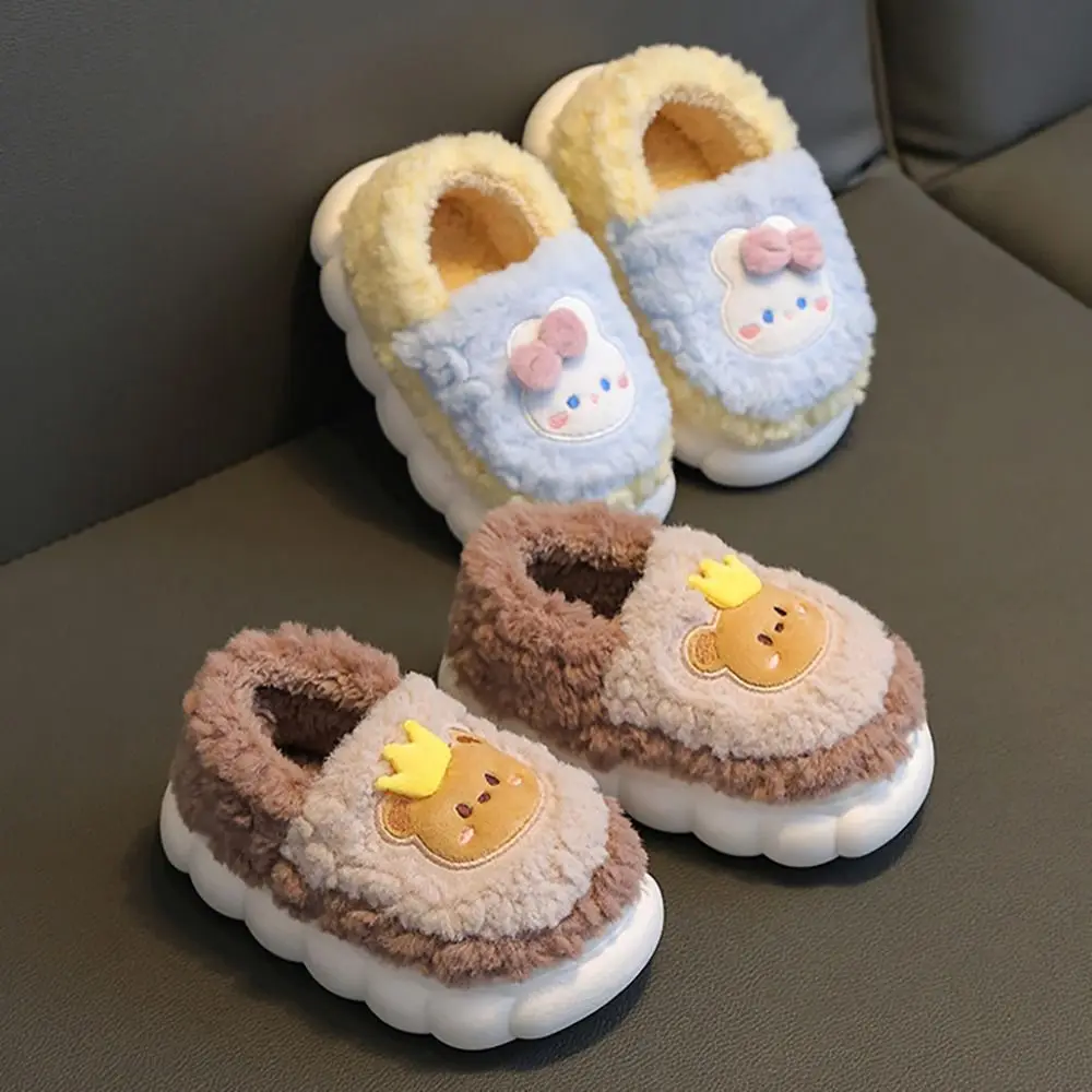 Kawaii الأطفال نعال من القطن أرنب/الدب الكرتون الاطفال فروي النعال عدم الانزلاق الاطفال النعال المنزل الفتيات الفتيان #4