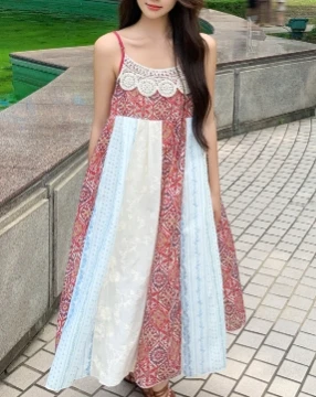 女性のためのボヘミアンカットアウトニットパッチワークドレス,スリムフィット,ビーチドレス,カジュアルでソフト,ヴィンテージでシック,韓国のファッション,夏