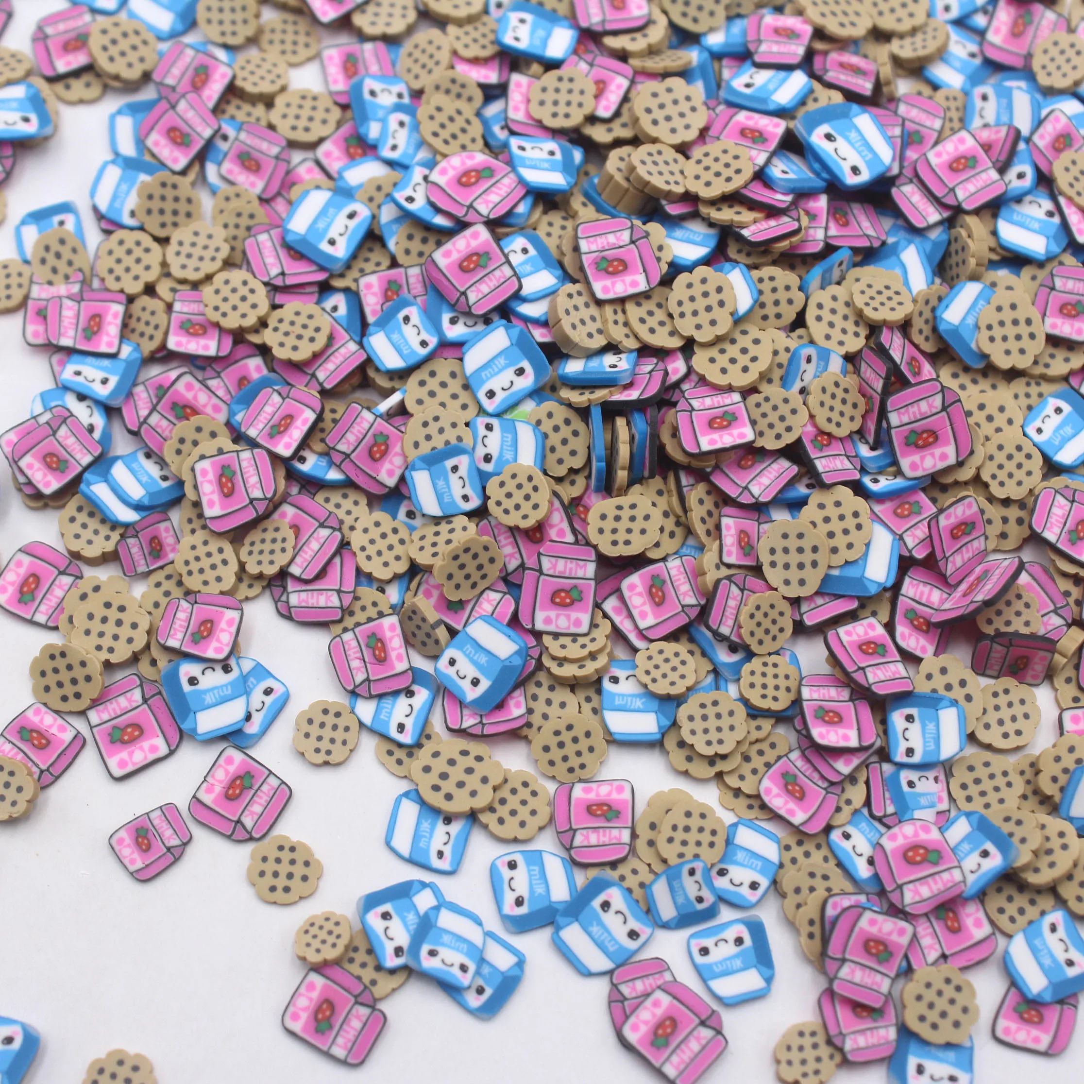 100g/Lot Sweet Cookies Cute Pink and Blue Milk Box Mixed Clay Slices Sprinkles Supplies Tumbler Crafts Filling