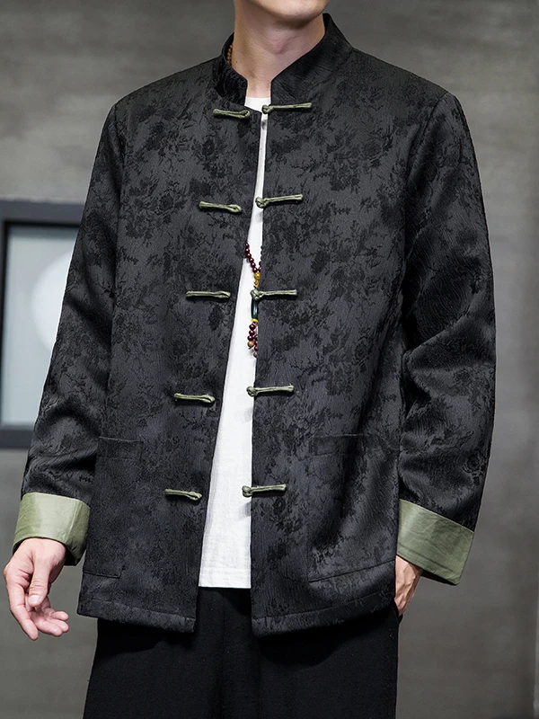 

Китайский Sle, мужской осенне-весенний костюм Тан с вышивкой, Джанет, национальный укороченный топ, верхняя одежда на одной пуговице