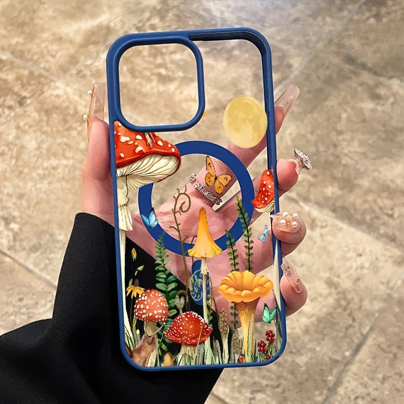 빈티지 버섯 패턴 내구성 있는 자석 충격 방지 케이스 아이폰 17부터 11 프로 맥스 플러스까지, 선물 선택