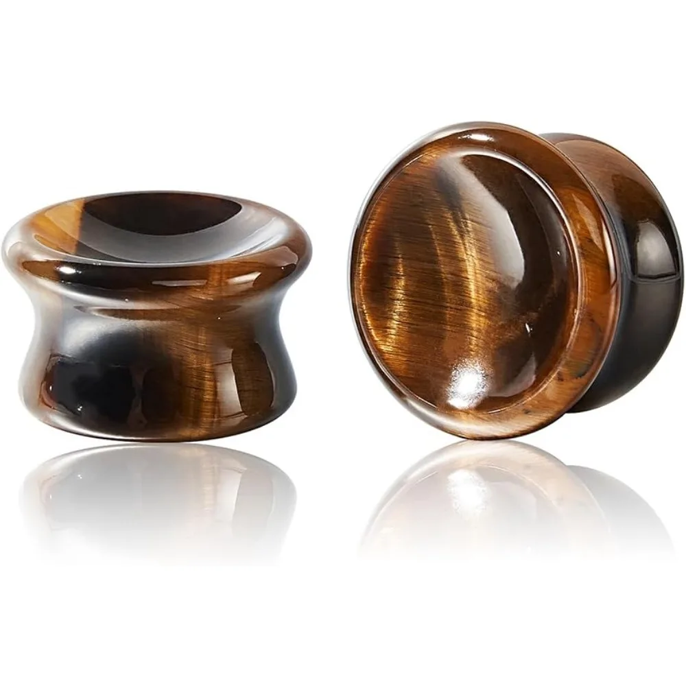 1 Paar Naturstein-Ohrmessgeräte, Plugs, Ohrtunnel, gestreckter Expander, Piercing für Damen und Herren, Körperschmuck, 2G-5/8 Zoll – Detail 7