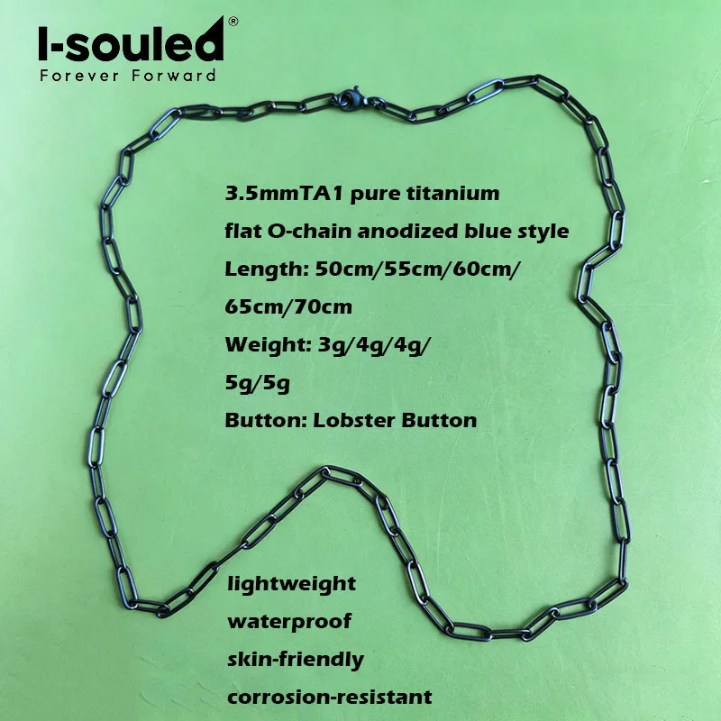 

3.5mm/5.0mm TA1 pure titanium flat O-chain anodized blue style lightweight waterproof skin friendly corrosion-resistant
