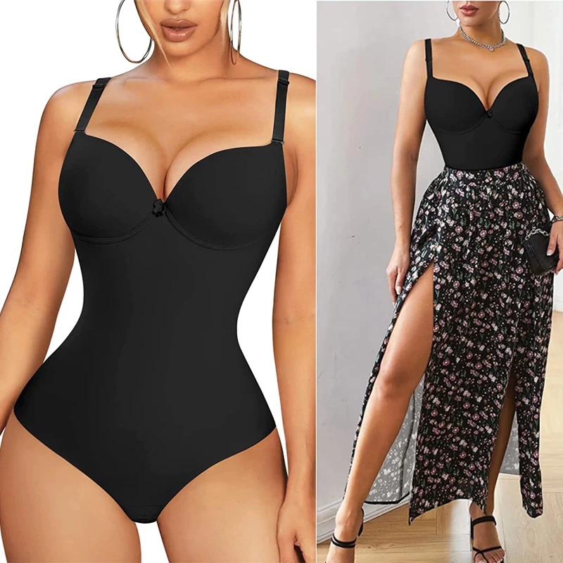 Modelujące Body damskie wyszczuplające urządzenie do modelowania sylwetki gorset Waist Trainer Sexy z dekoltem w szpic biustonosz z fiszbinami kombinezon z kontrolą brzucha gładkie Body