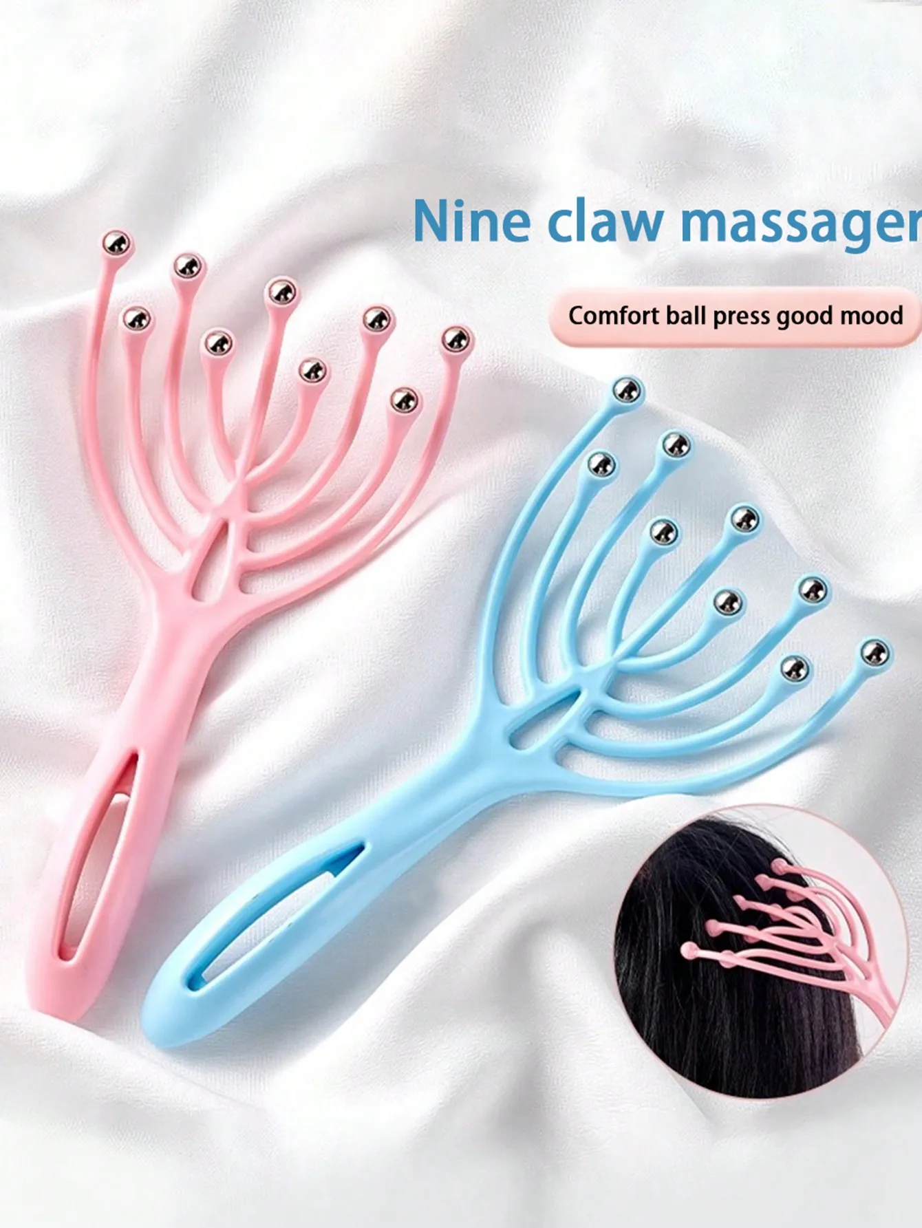

1pc Portable Hand-Held Head Scalp Massager, 9-Claw Design For Hair Growth Promotion, Deep Relaxation, And Stress Relief, Suitabl