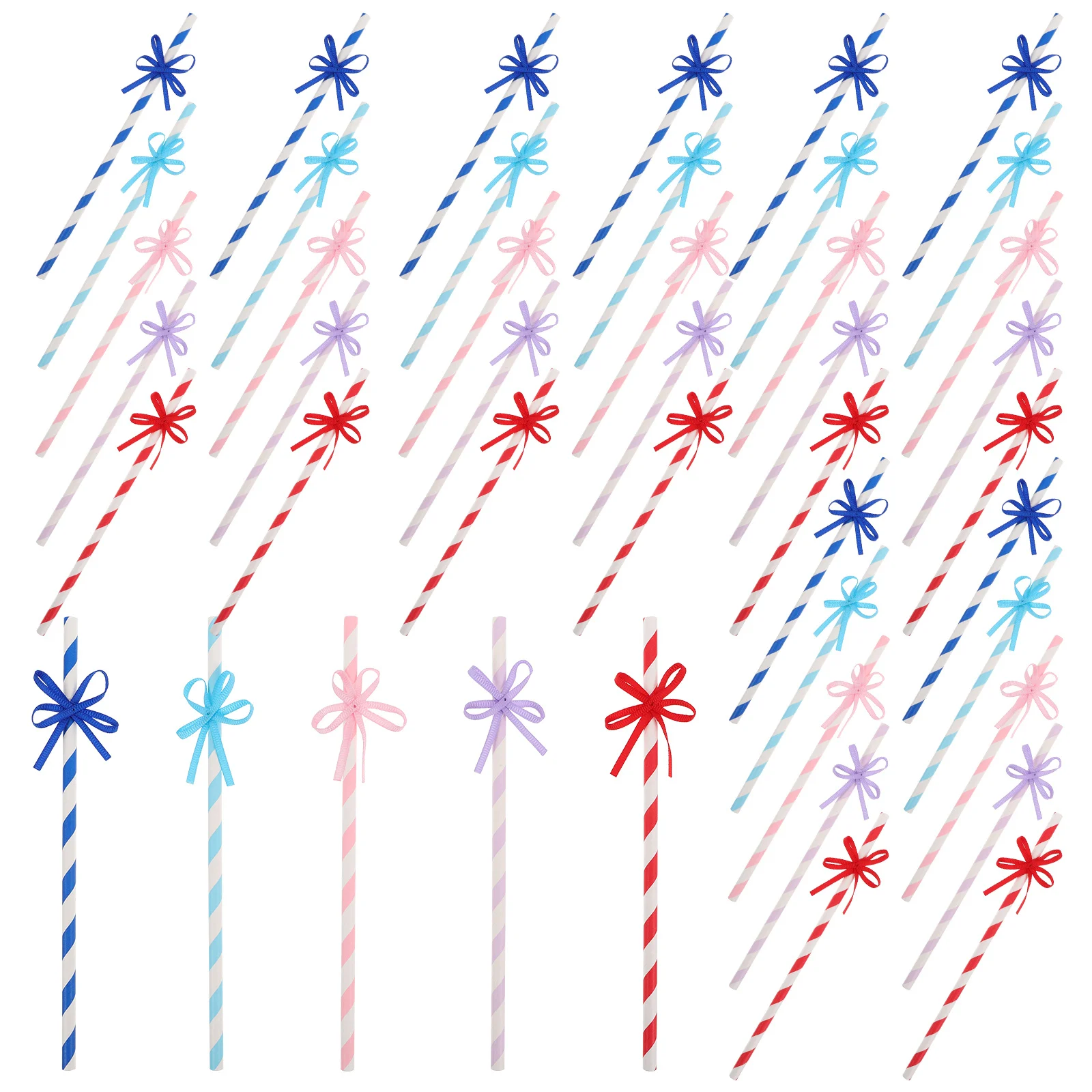 

50Pcs Creative Bow Tie Paper Straws Disposable Drinking Straws for Birthday Wedding Party Decorations Dessert Table Pastel Party